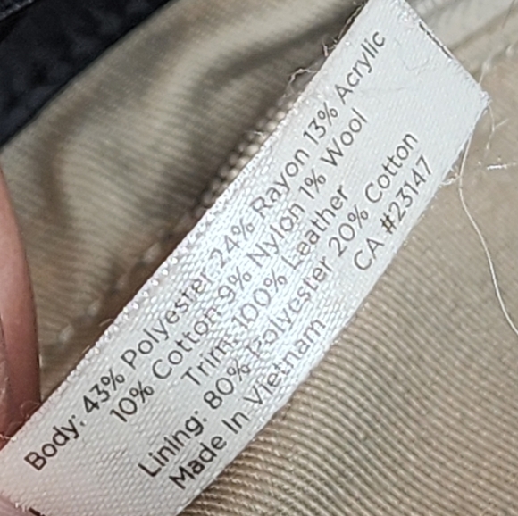 Talbots Crossbody Bucket bag leathe4 wool-blend black white checkered - Picture 8 of 15